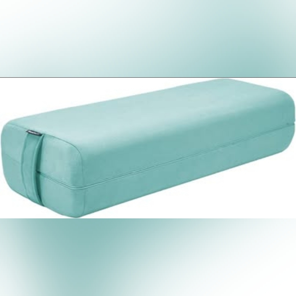 26x10x6" NEW Aqua Green Yoga Bolster Suede Covered Washable Removeable Pillow